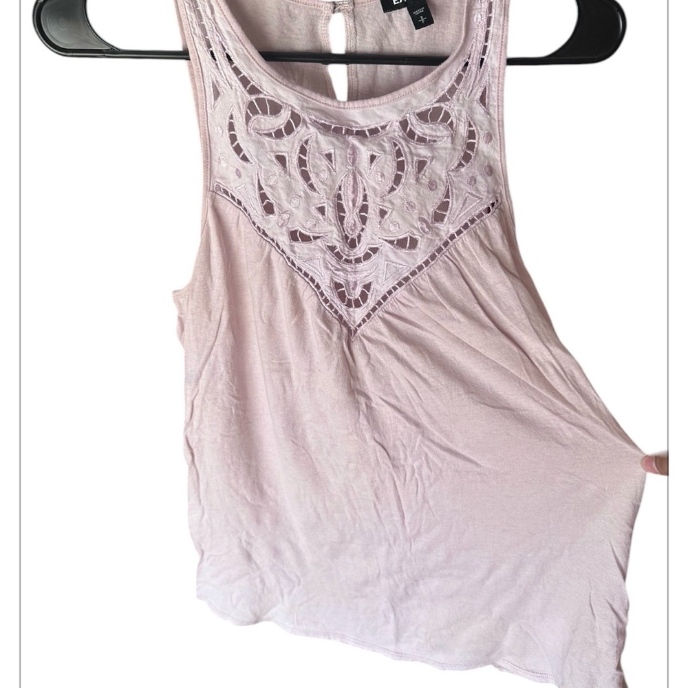 Express Women's Light Pink Lace Yoke Tank Top